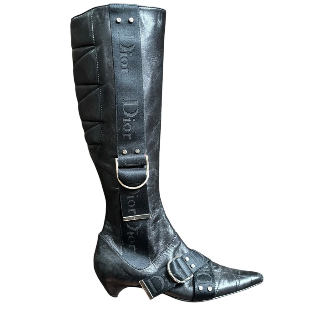Vintage Dior Women's Black Bondage Leather Boots